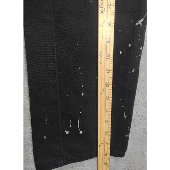 Trestyle Mens Designer Black Paint Splatter White Distressed Skinny Slim Jeans - Picture 4 of 6